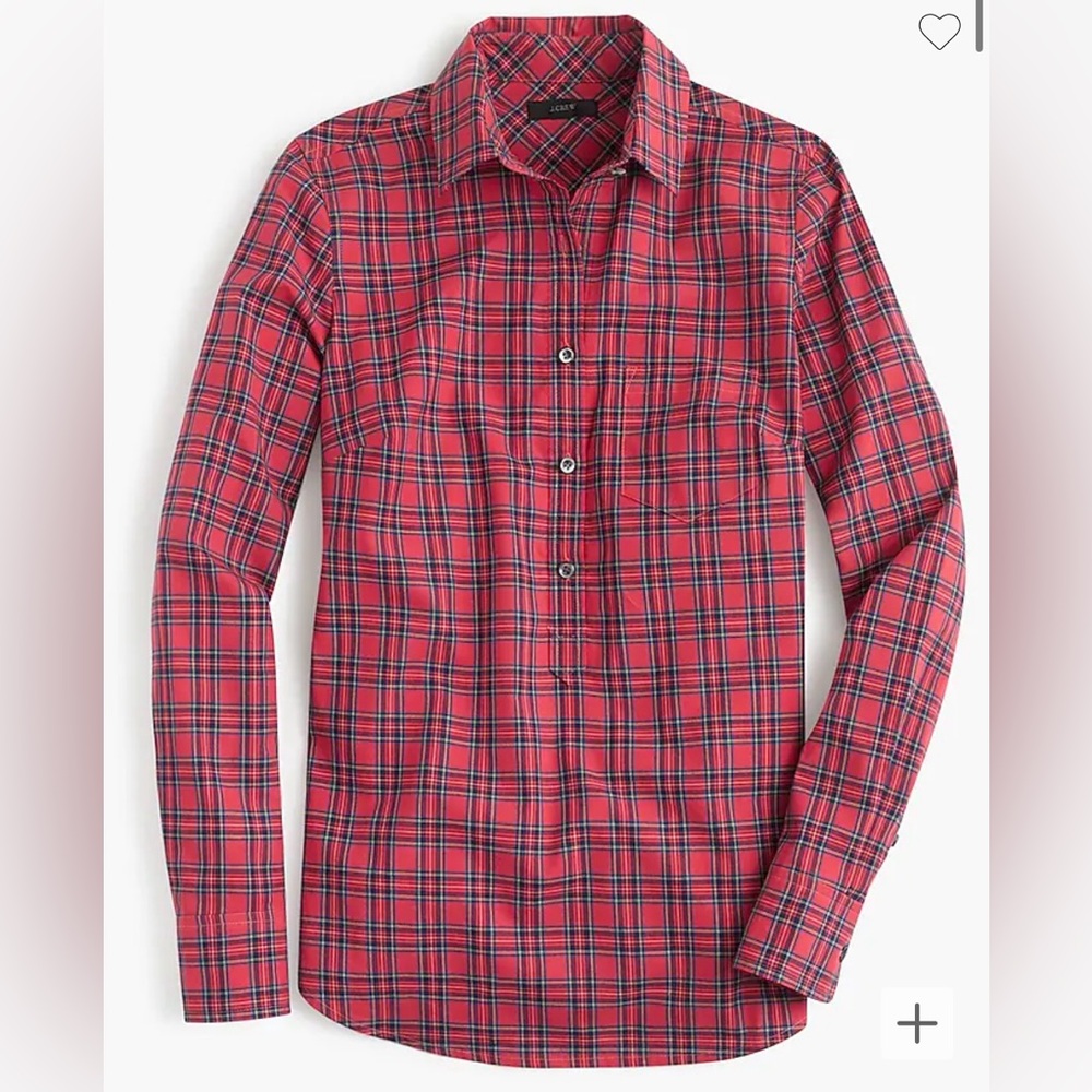 J.Crew Red Tartan Popover shirt Size 0 Good used condition